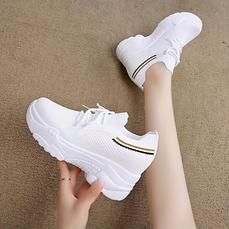 Women's Breathable Chunky Sneakers Casual Hidden Heel Shoes