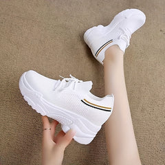 Women's Breathable Chunky Sneakers Casual Hidden Heel Shoes