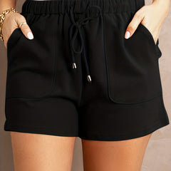 Drawstring Elastic Waist Shorts Casual Solid Summer Shorts With Pockets
