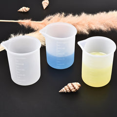 5pcs Silicone Measuring Cup Set 100ml Clear Graduated Epoxy Split Cup DIY Resin