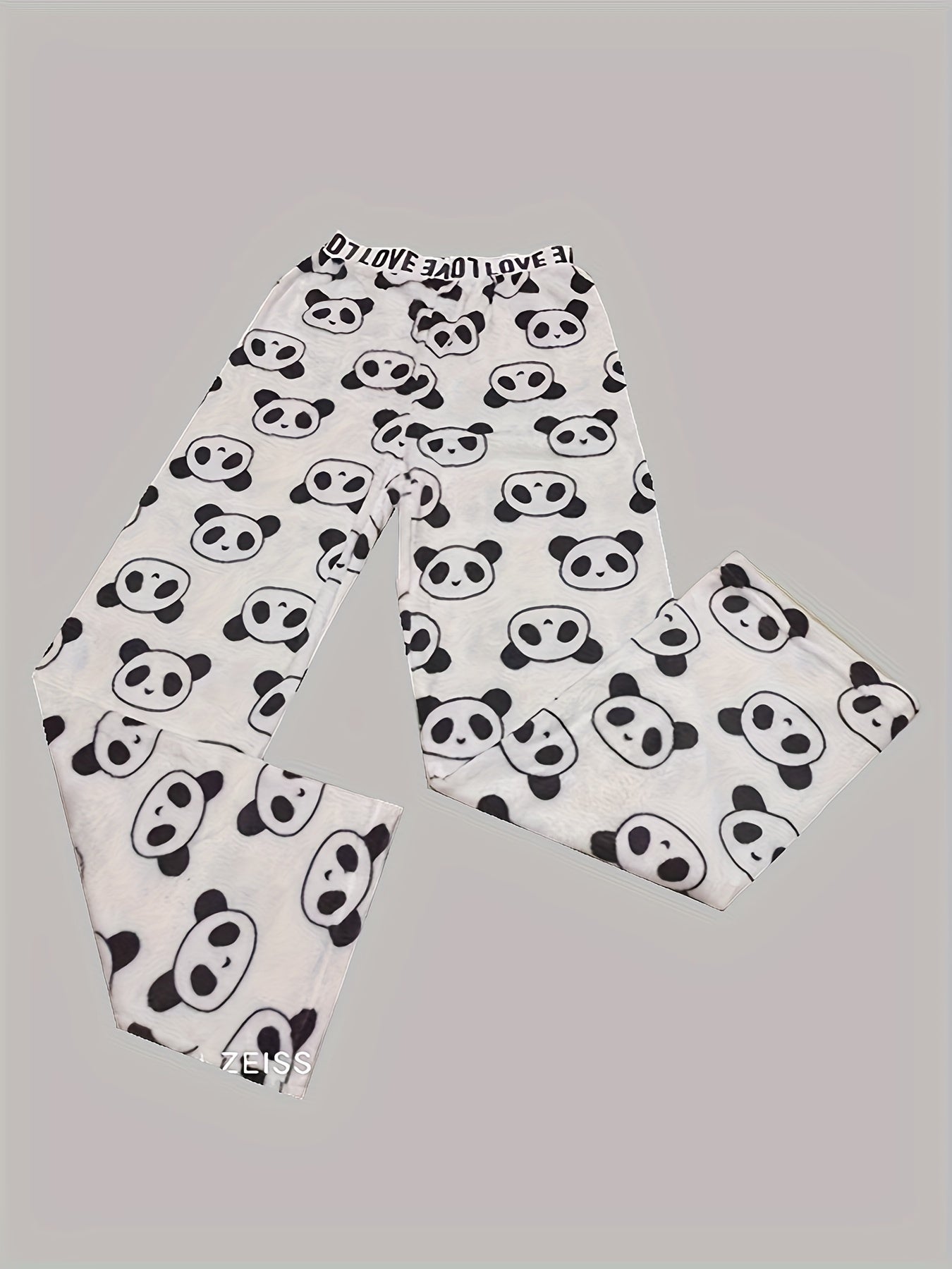 Cartoon Panda Sleep Bottoms & Letter Print Sleep Pants