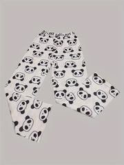 Cartoon Panda Sleep Bottoms & Letter Print Sleep Pants