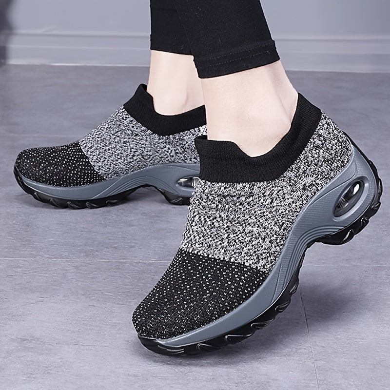 Women's Slip-On Knit Casual Sneakers with Air Cushion Sole