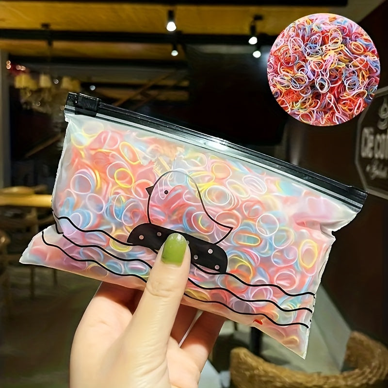 1000 Mini Disposable Hair Ties w/ Storage Bag Elastic Hair Rope