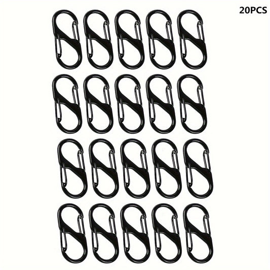 20pcs Metal Lock Clip Keychain S Shaped Alloy Bag Backpack Hanging Buckle