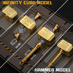 Brass Hammer Fidget Spinner & Infinity Cube Desk Toy Golden