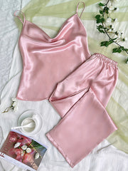 Satin Pajama Set with Cami Top & Pants