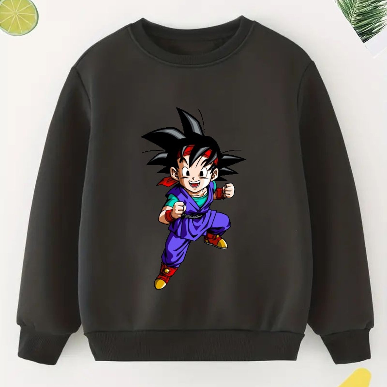 Anime Smiling Boy Print Boys Casual Sweatshirt Long Sleeve Crew Neck Tops