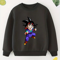 Anime Smiling Boy Print Boys Casual Sweatshirt Long Sleeve Crew Neck Tops
