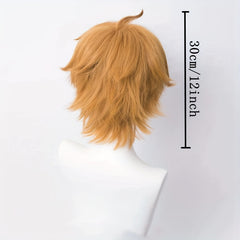 Christmas Brown Short Wig Anime Cosplay Wig Heat Resistant Synthetic Wig Cap