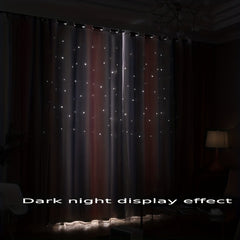 Romantic Double Striped Curtains Glow In Dark Stars for Living Room Bedroom