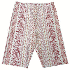 Paisley Print Wide Leg Shorts Elastic Waist Casual Women's Clothing