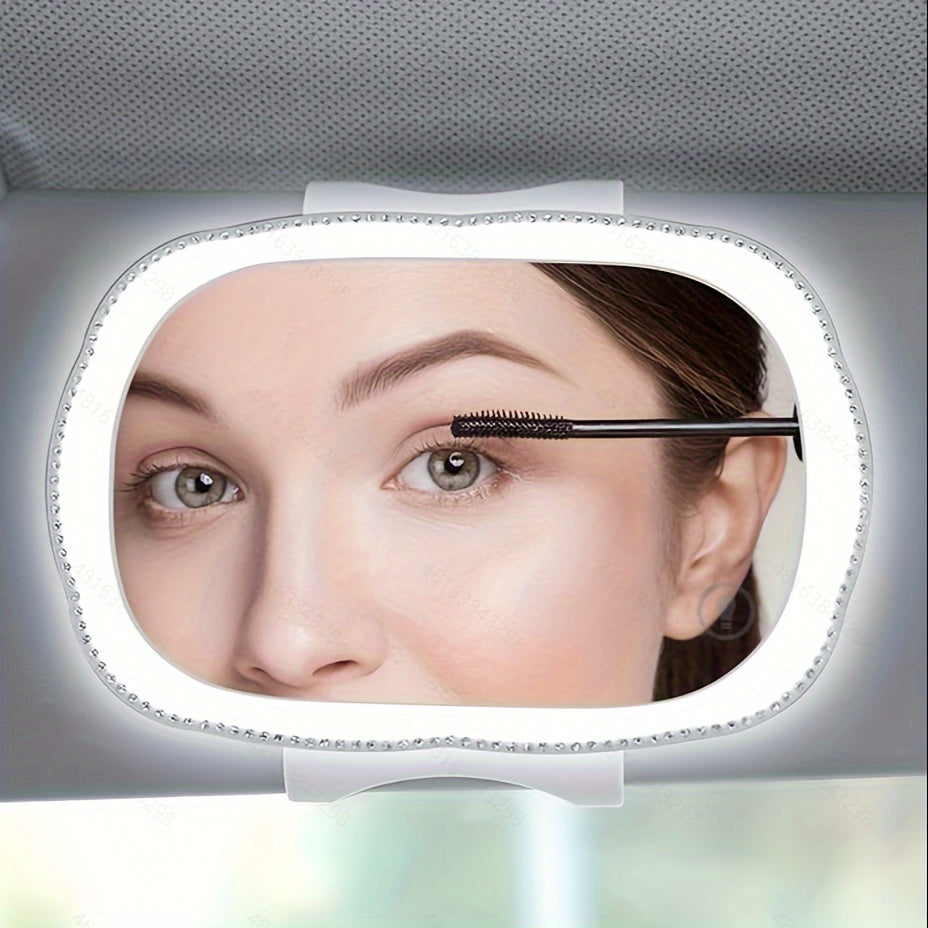 Car Visor Makeup Mirror USB Rechargeable Touch Light