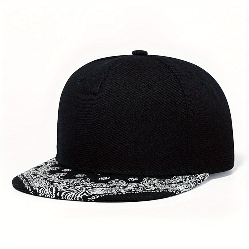 Men's Solid Flat Brim Hat, Versatile Style