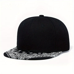 Men's Solid Flat Brim Hat, Versatile Style