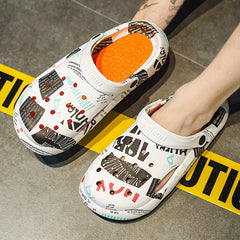 Women's Printed Clogs Comfy Hollow Out Non Slip Quick Drying Slides Shoes
