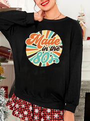 Lounge Top Women's Art Letter Print Long Sleeve Round Neck Stretch Tee