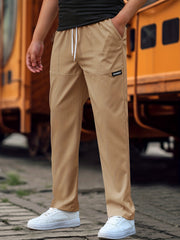 Men's Straight Leg Drawstring Work Pants Classic Waist Joggers