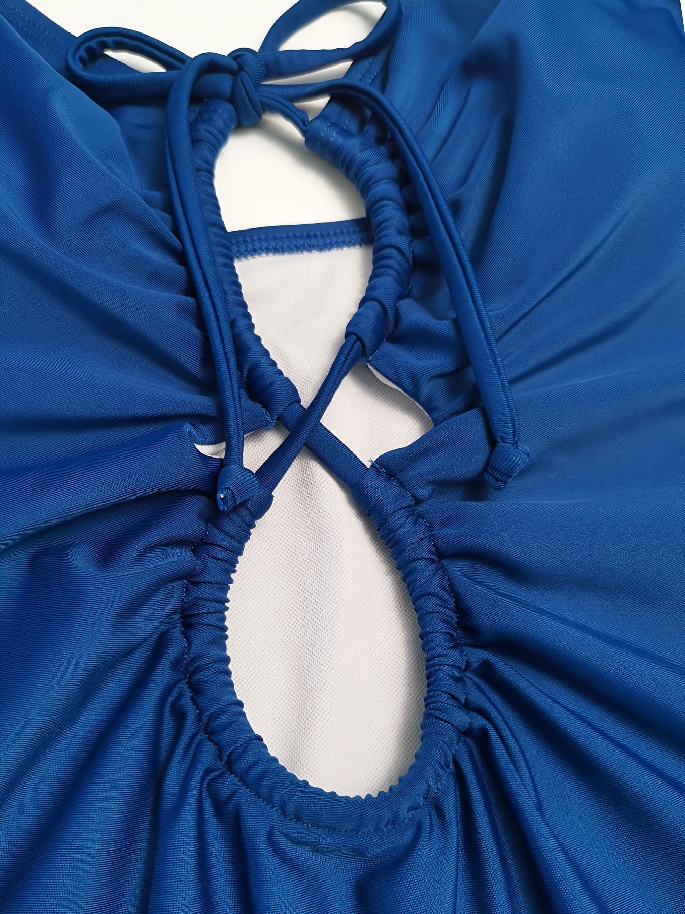 Tie Front One Piece Swimsuit V Neck Spaghetti Straps High Cut Bathing Suit Women