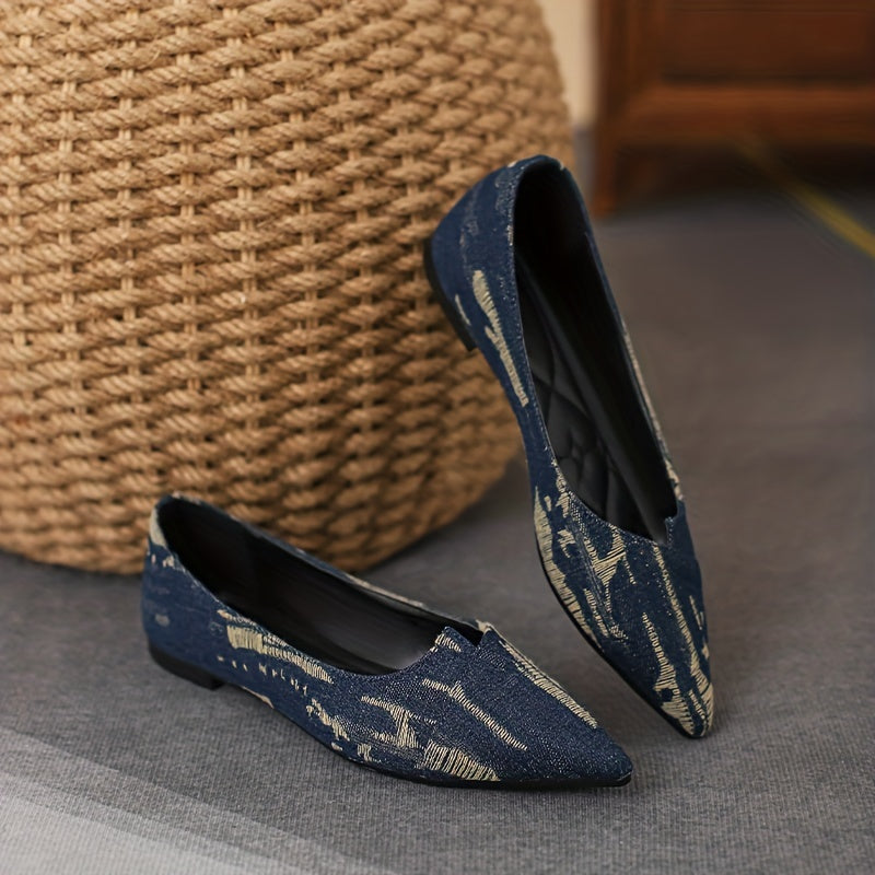 Women's Dark Denim Slip-On Flats Lightweight Walking Shoes