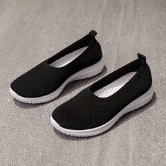 Women's Knitted Slip On Flat Shoes Soft Sole Lightweight Sock Shoes