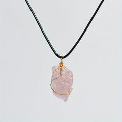 Kids Irregular Stone Pendant Leather Rope Necklaces