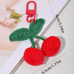 Wool Hand Hook Needle Cherry Ball Bag Keychain Pendant