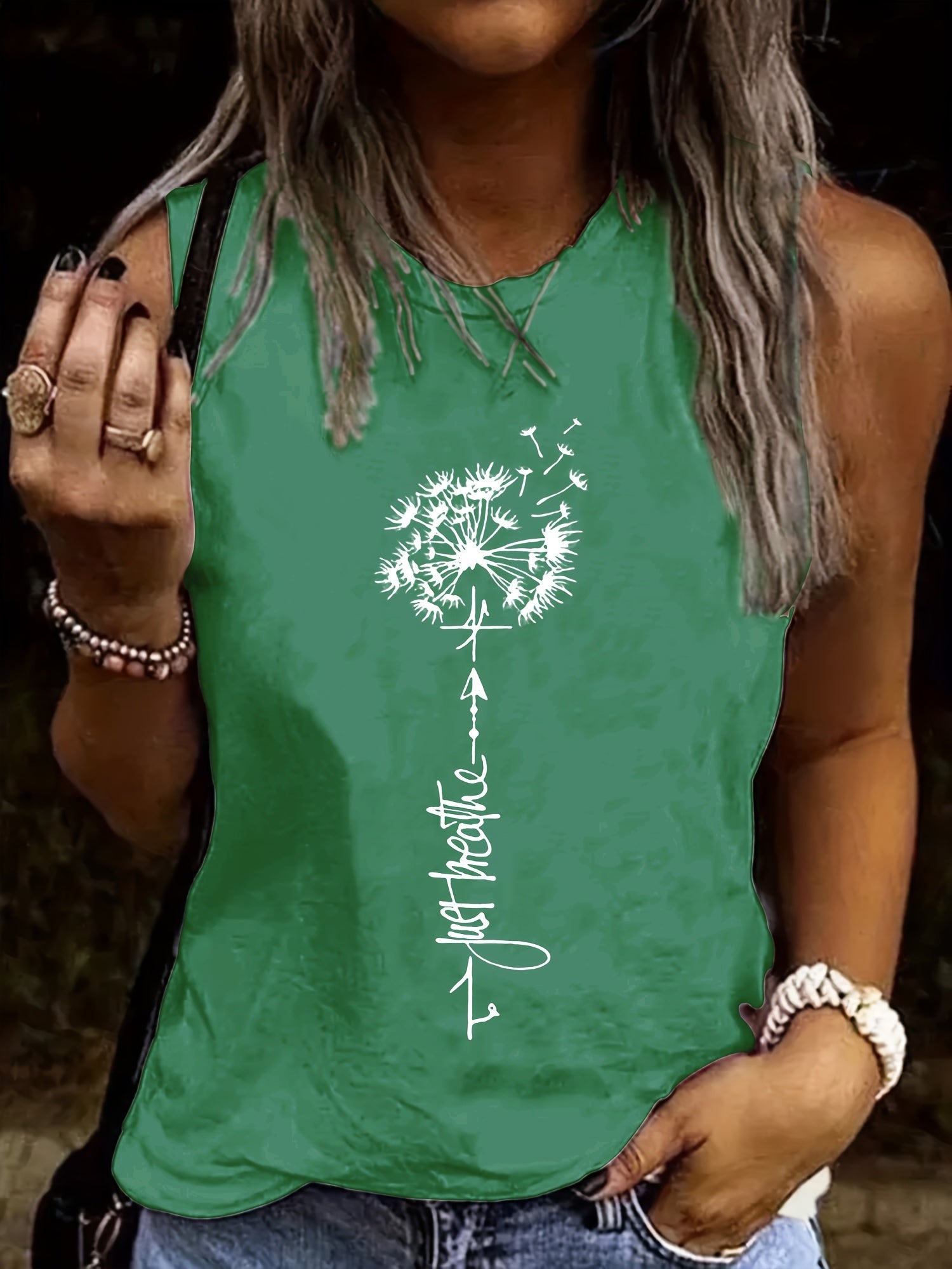 Dandelion Print Tank Top Women's Sleeveless Summer Tank Top