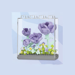 Stackable Dustproof Box with Floral Rose Micro Particle Building Blocks