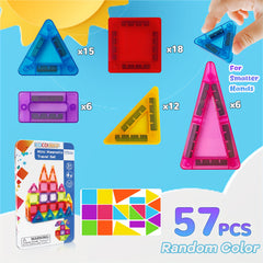 57pcs Magnetic Tiles Travel Set Portable & Fun Perfect Gift for Boys and Girls