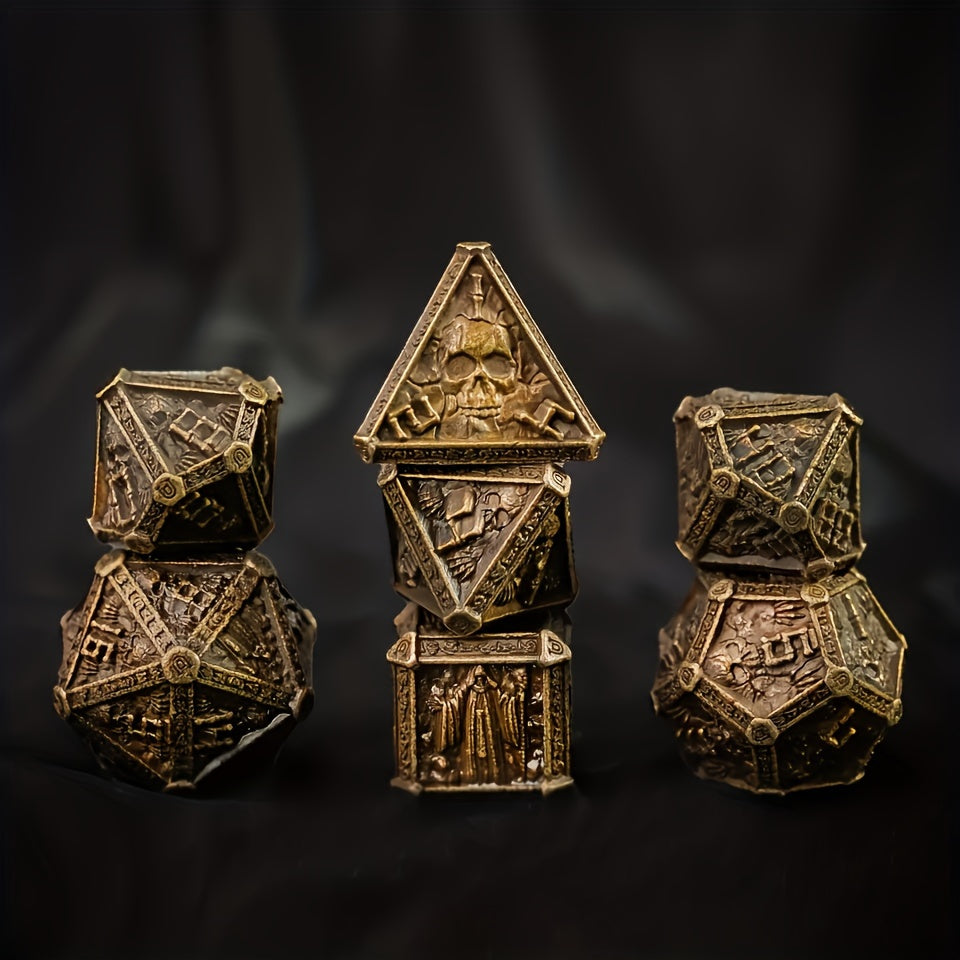 7pcs Wizard Metal Solid Dice sided Dice Outdoor Board Game Entertainment