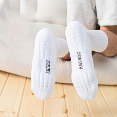 5 Pairs Men's Sports Crew Socks, Breathable Basketball Socks