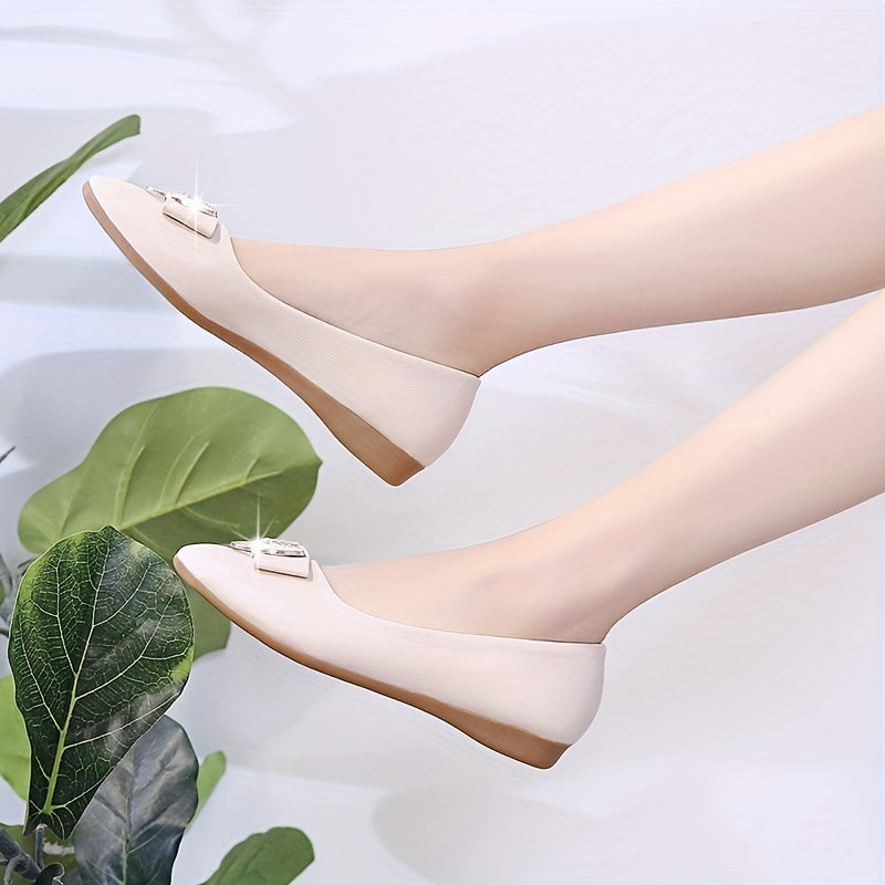 Women's Bowknot Rhinestone Flats Pointed Toe Slip On Shoes