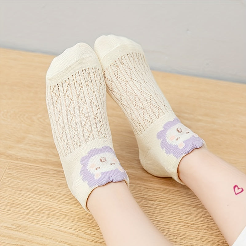 10 Pairs Girls Kids Mesh Comfy Socks Cartoon Animal Pattern Children's Sock