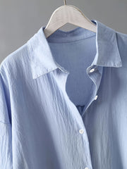 Solid Button Up Long Sleeve Shirt Dress