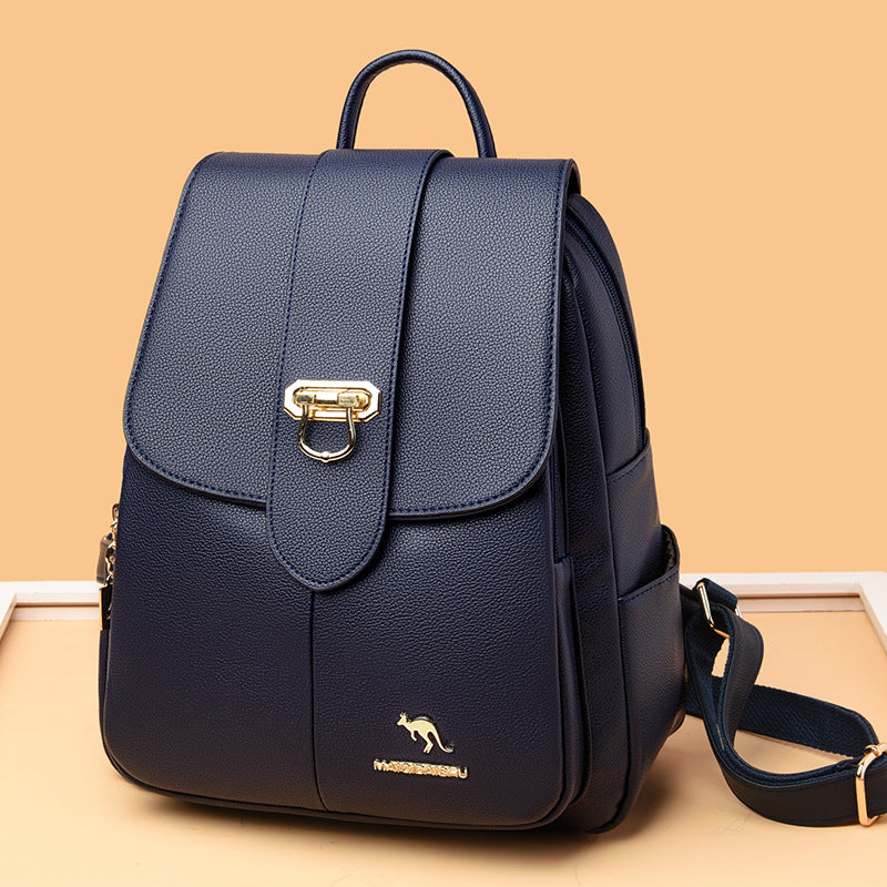 Faux Leather Buckle Flap Backpack for Women