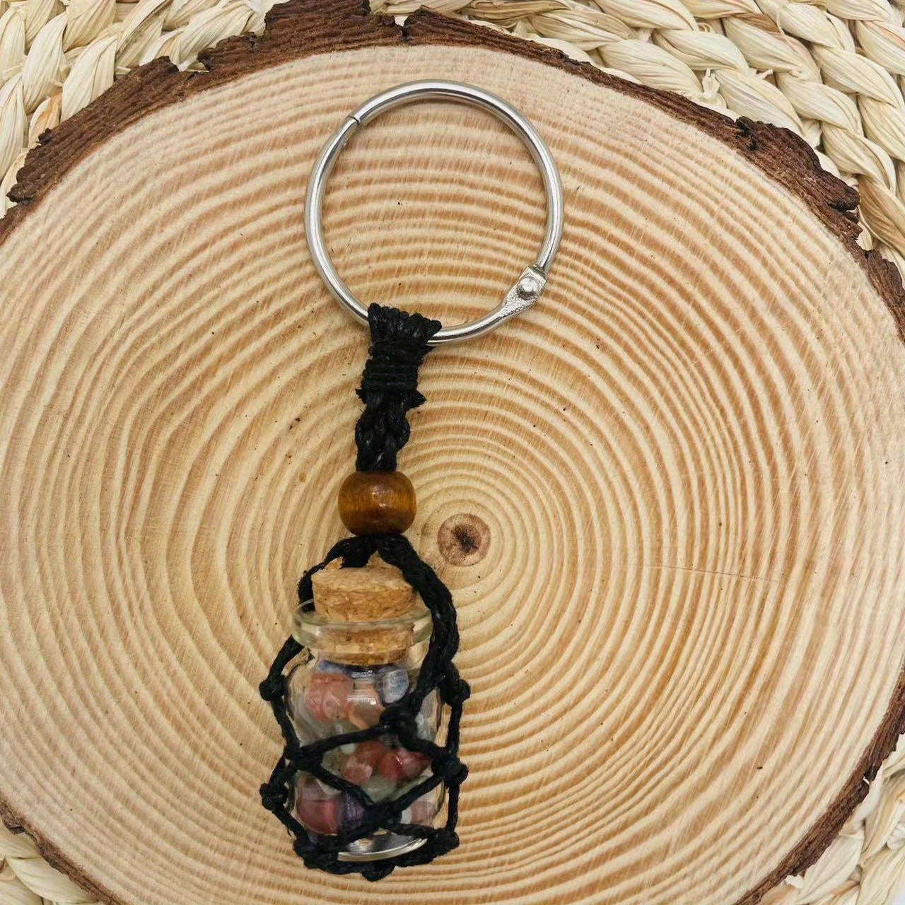 Small Natural Crystals Keychain Stones Bottle Pendant