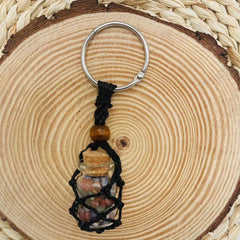 Small Natural Crystals Keychain Stones Bottle Pendant