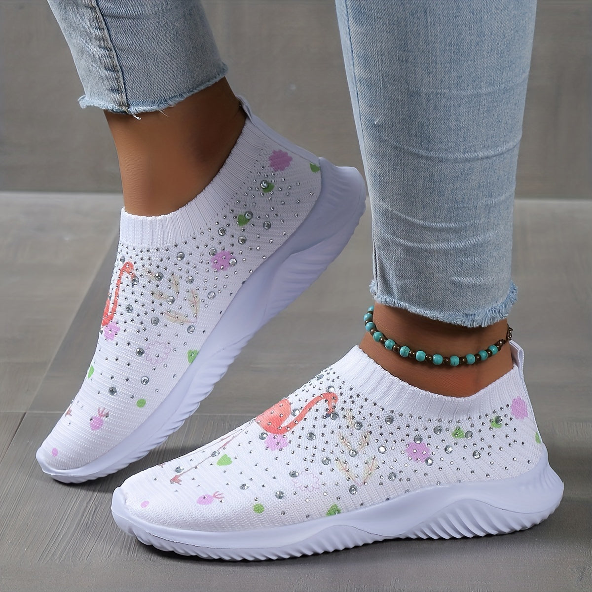 Women's Flatform Slip On Sneakers Lightweight Elastic Shoes