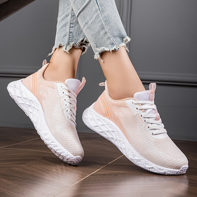 Women's Lace Up Running Shoes Breathable Anti-Slip Sports Sneakers