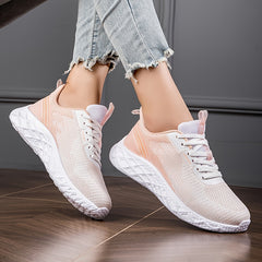 Women's Lace Up Running Shoes Breathable Anti-Slip Sports Sneakers