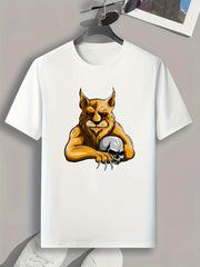 Lion Print Men's Graphic T-shirt for Summer