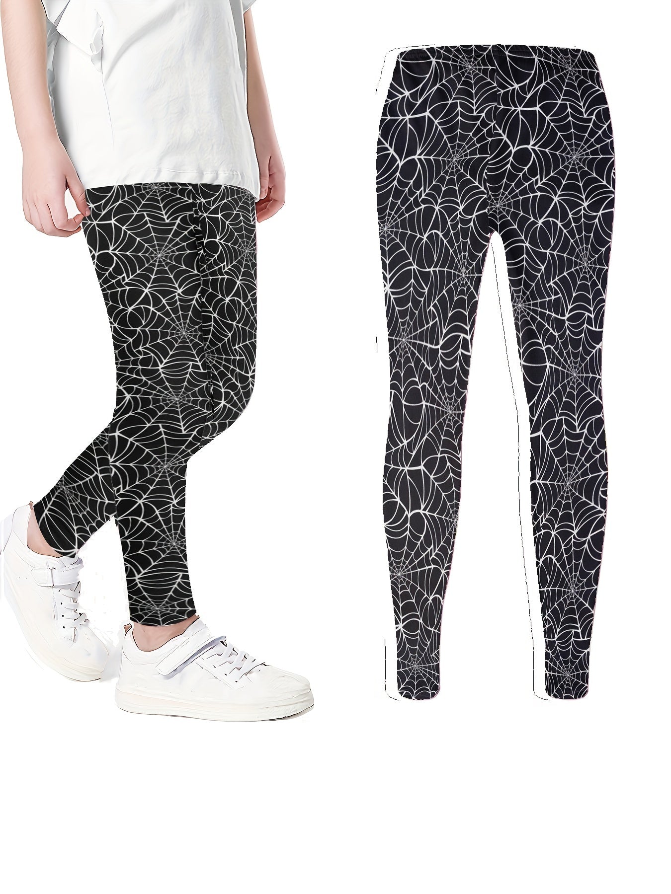 Girls Halloween Skull & Pumpkin Leggings Slim Fit Sports Trousers