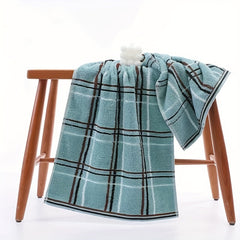 Plaid Pattern Hand Towel Cotton Soft Absorbent Towel Bathroom Gym 13.78x29.53in