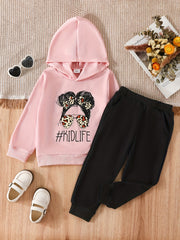 Toddler Girl's Cartoon Sunglasses Print Hoodie & Sweatpants Set