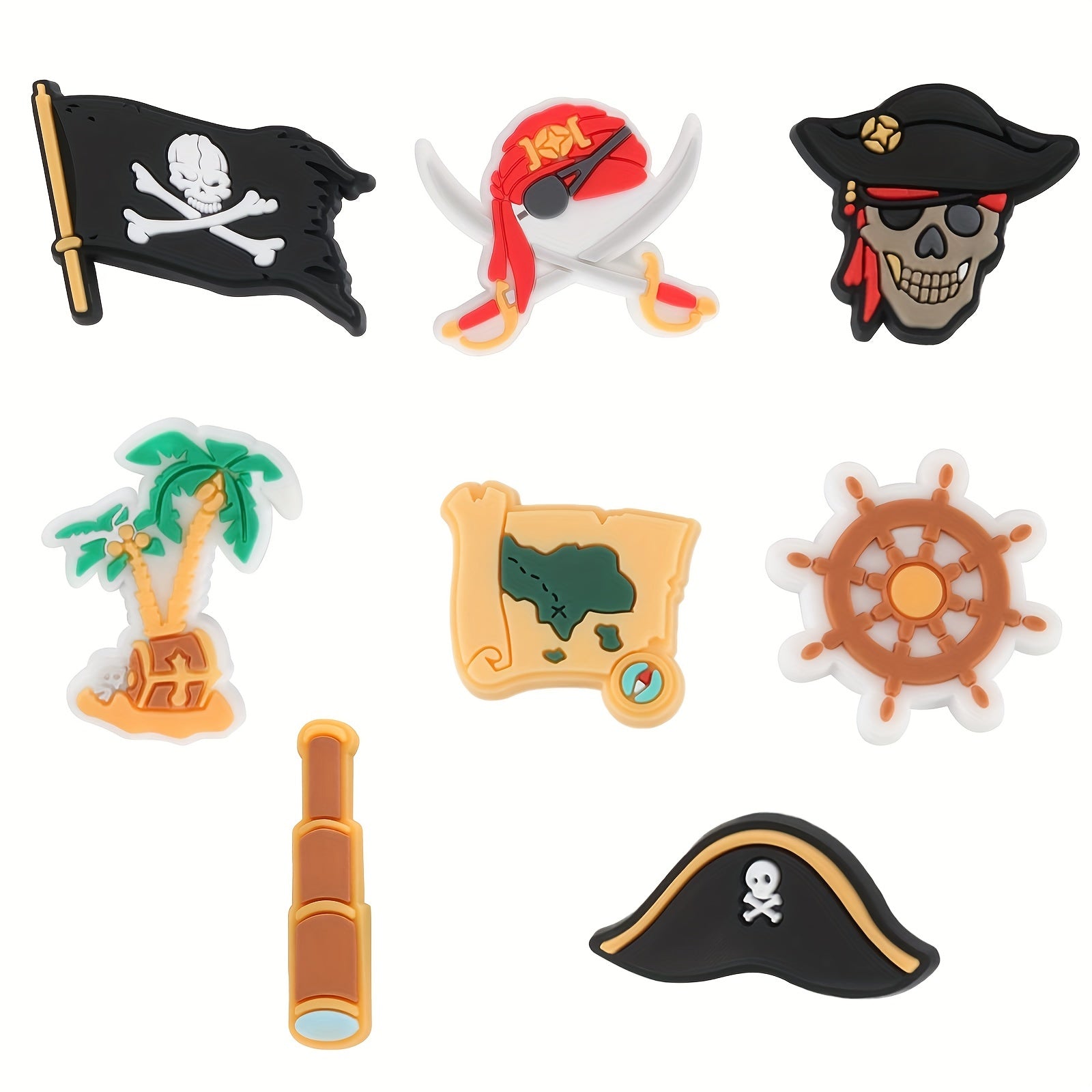 8 PCS Pirate Cartoon Shoe Charms for Clogs DIY Shoes Accessories