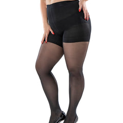 Plus Size High Rise Tummy Control Pantyhose 40D Queen Size Support