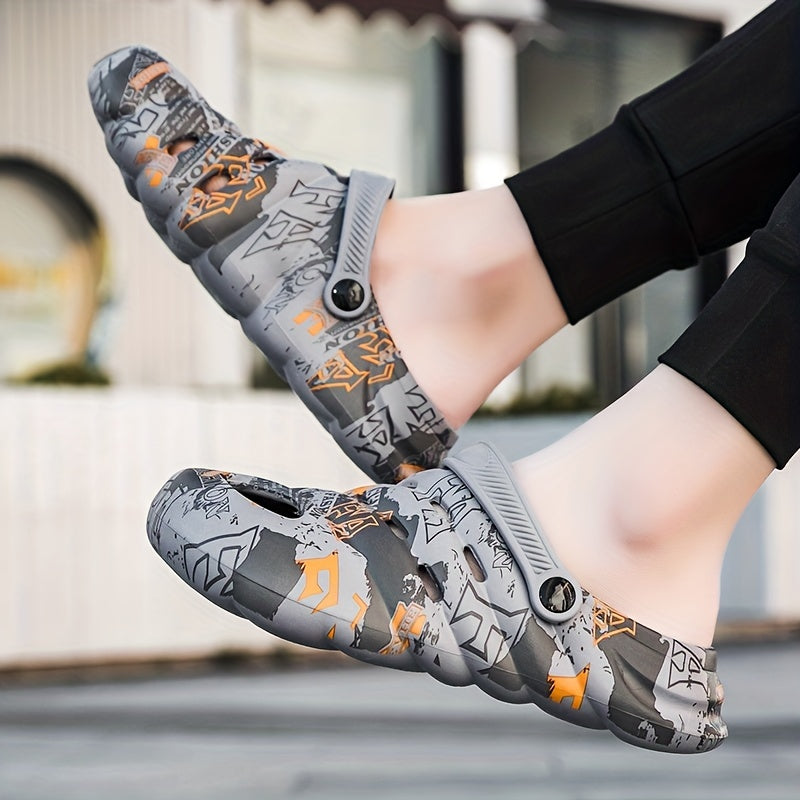 Men's Graphic Clogs Slip on Closed Toe Sandals Soft Sole