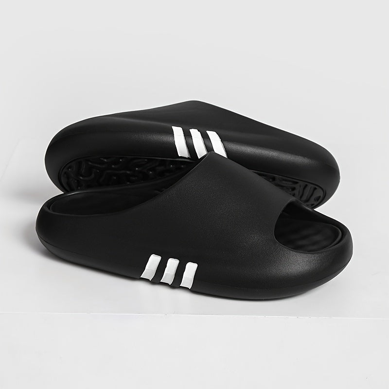 Men's Non Slip Striped Slides for Indoor Outdoor Beach Shower