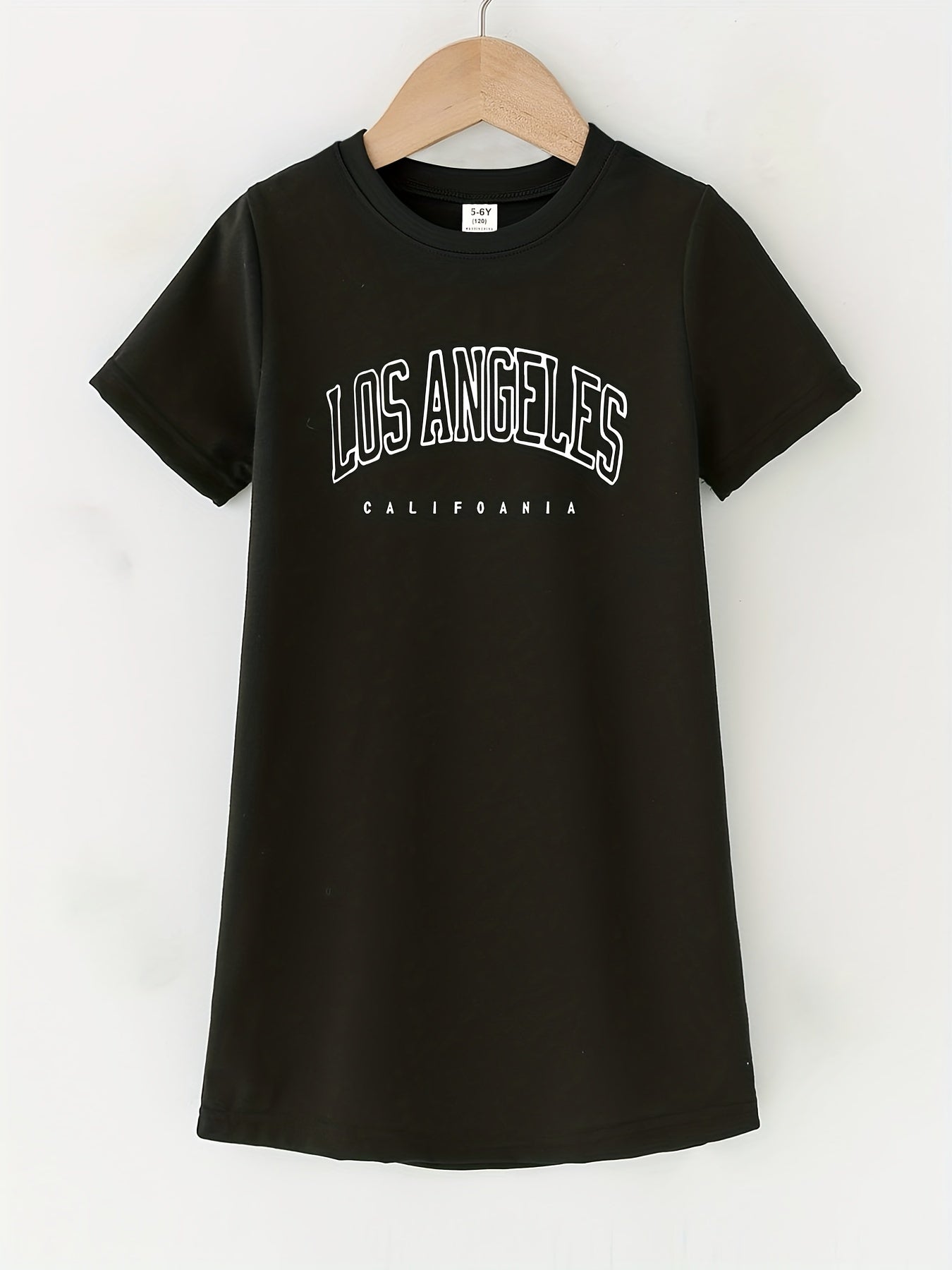 Toddler Girls Letter LOS ANGELES T Shirt Dress